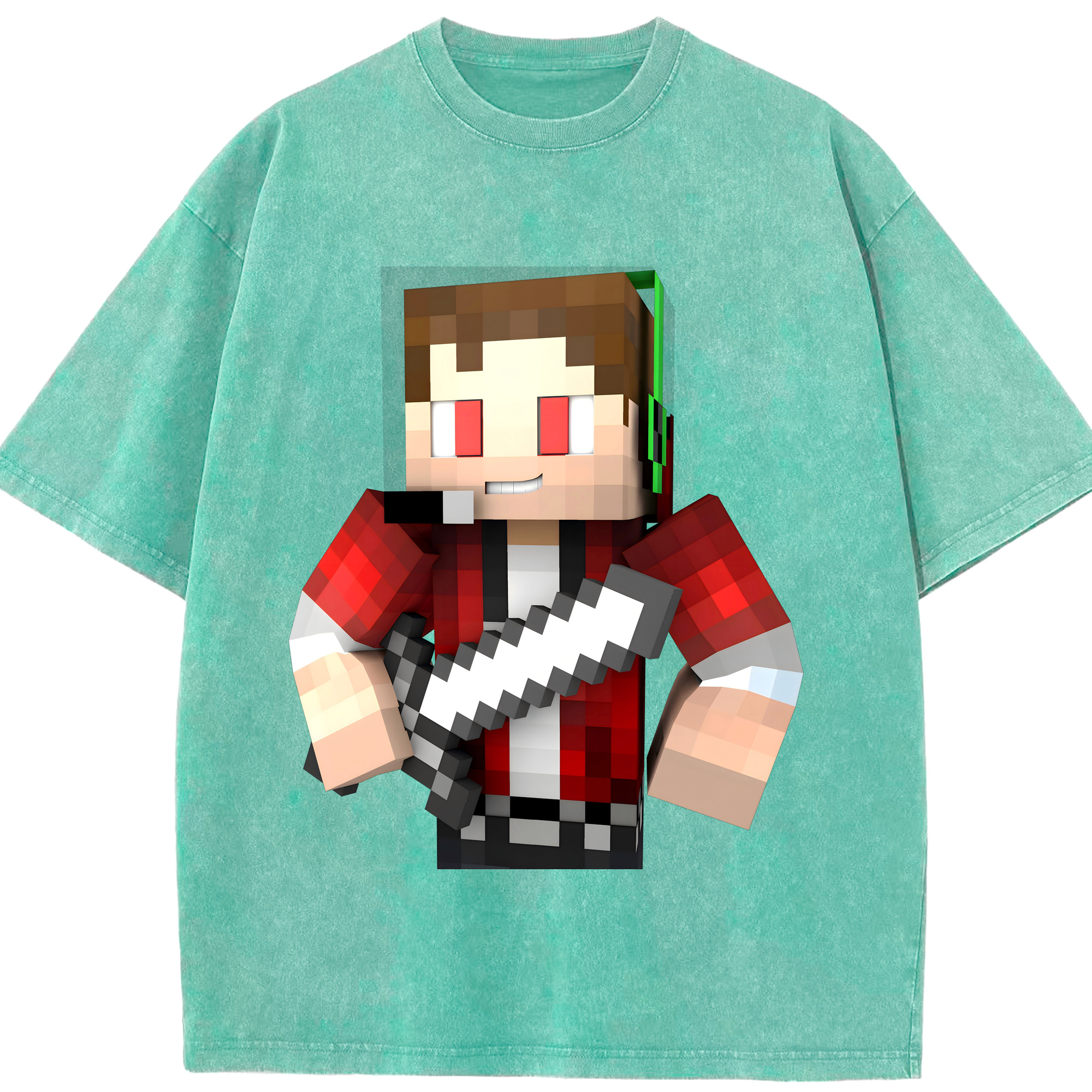 （画像用） マインクラフト ブロックの世界 Minecraft MC Block world 綿100% ヴィンテージ風 半袖Tシャツ（フロントプリント）